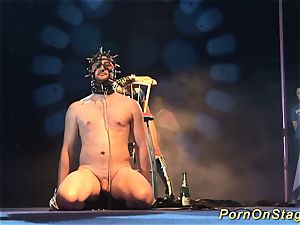 crazy fetish needle flash on stage